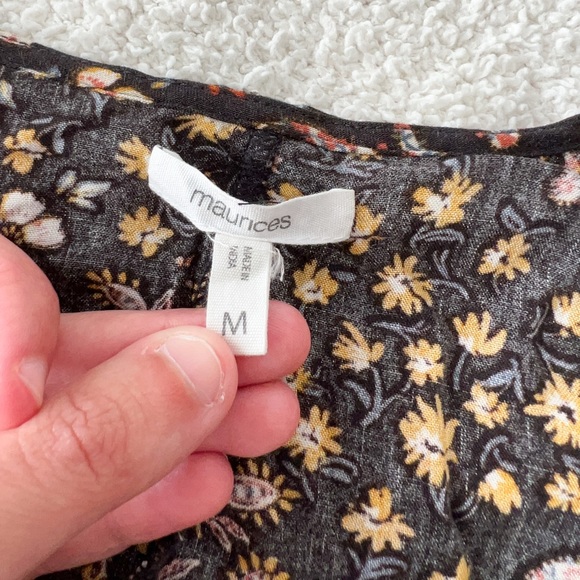 (maurices) black fringe flowy floral print short sleeve transition whimsy kimono - Picture 7 of 7